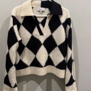 And Other Stories Bkack & Cream Argyle Collared Sweater